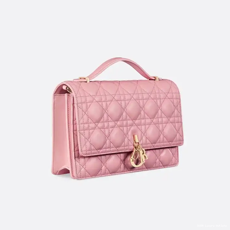 Cheap Bag Cannage Lambskin Dior Top Pink Small Miss Handle 0506 Luxury